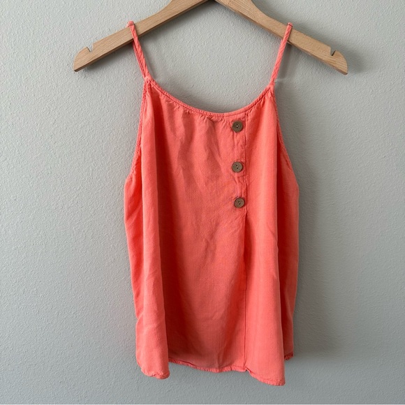 Staccato Tank Top Pink/Orange/Peach Button Detail Dressy Size Large - Picture 2 of 13
